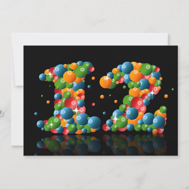 12th Birthday party, with bubbles and balls Invitation (Front)