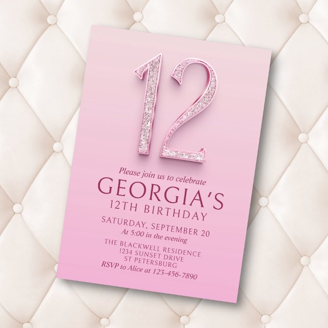 12th Birthday Pink Diamonds Invitation (Creator Uploaded)