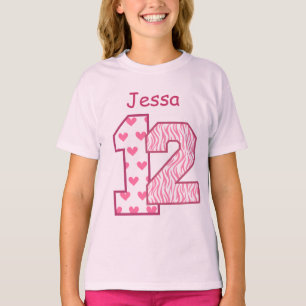 12th Birthday Pink Zebra Custom Name V025D T-Shirt