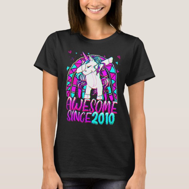 12th Birthday Rainbow 12 Year Old Dabbing Unicorn  T-Shirt (Front)