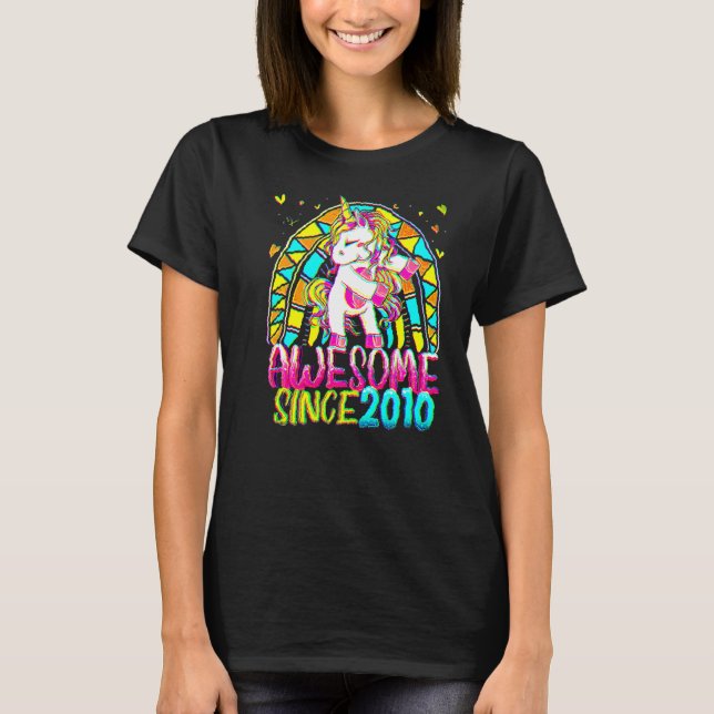12th Birthday Rainbow 12 Year Old Flossing Unicorn T-Shirt (Front)