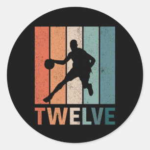 12th Birthday Retro Basketball Lovers 12 Years Old Classic Round Sticker