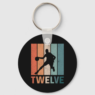 12th Birthday Retro Basketball Lovers 12 Years Old Key Ring