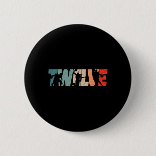 12th Birthday Retro Bysketbyll 12 Years Old Boy Gi 6 Cm Round Badge