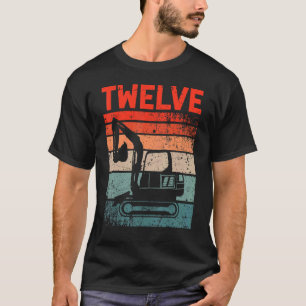 12th Birthday Retro Excavator Construction Vehicle T-Shirt