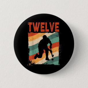 12th Birthday Retro Field Hockey 12 Years Old Boy 6 Cm Round Badge
