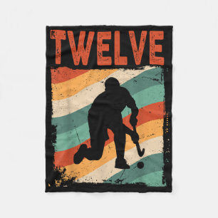 12th Birthday Retro Field Hockey 12 Years Old Boy Fleece Blanket