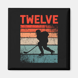 12th Birthday Retro Ice Hockey 12 Years Old Boy Gi Magnet