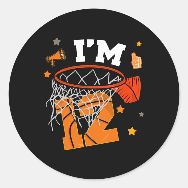 12th Birthday Sketll Boy Twelve Years 12 Yr Old Bd Classic Round Sticker (Front)