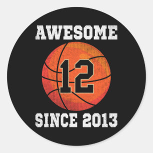 12th Birthday Sketll Lover 12 Years Old Vintage Sp Classic Round Sticker