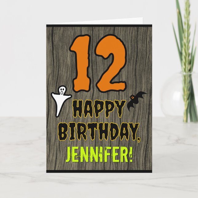 12th Birthday: Spooky Halloween Theme, Custom Name Card (Front)