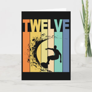 12th Birthday Surfing Beach Themed 12 Years Old Bo Card