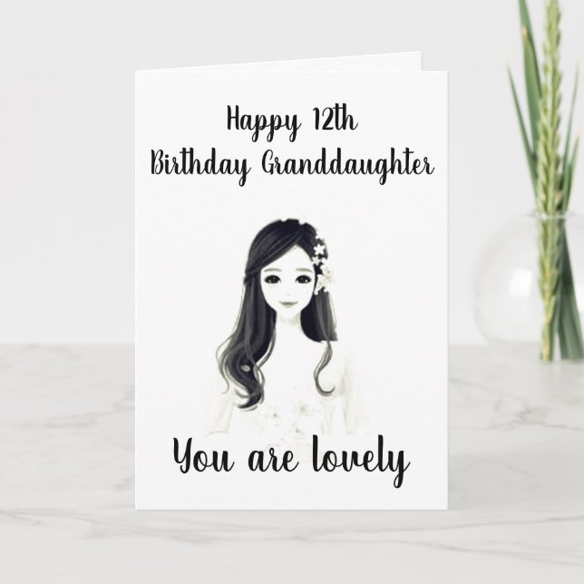 ***12th BIRTHDAY*** TO OUR "LOVELY GRANDDAUGHTER" Card (Front)