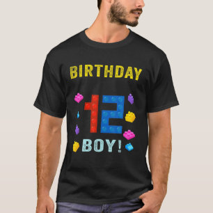 12Th Birthday Twelve 12 Years Old Block Building B T-Shirt
