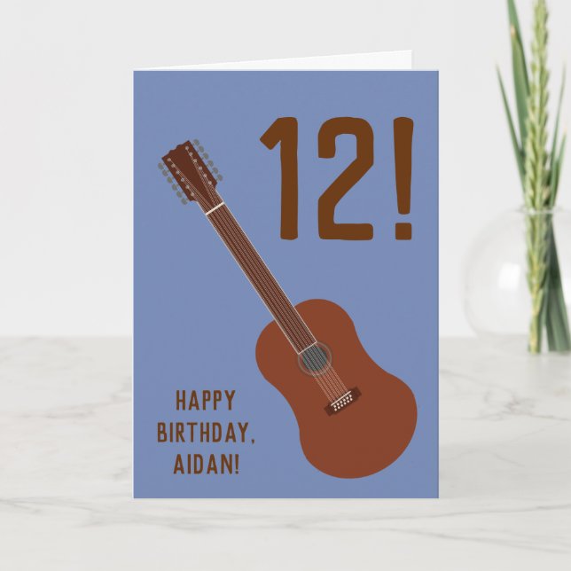 12th Birthday Twelve String Guitar Card (Front)