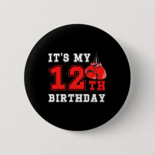 12th Boxing Birthday Party Twelve Year Old Boxer B 6 Cm Round Badge