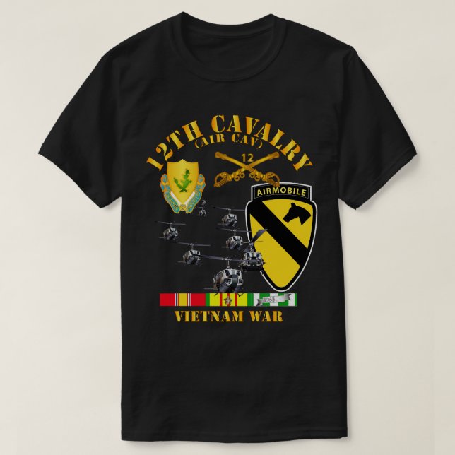 12th Cavalry Air Cav 1st Cav Division w SVC T-Shirt (Design Front)