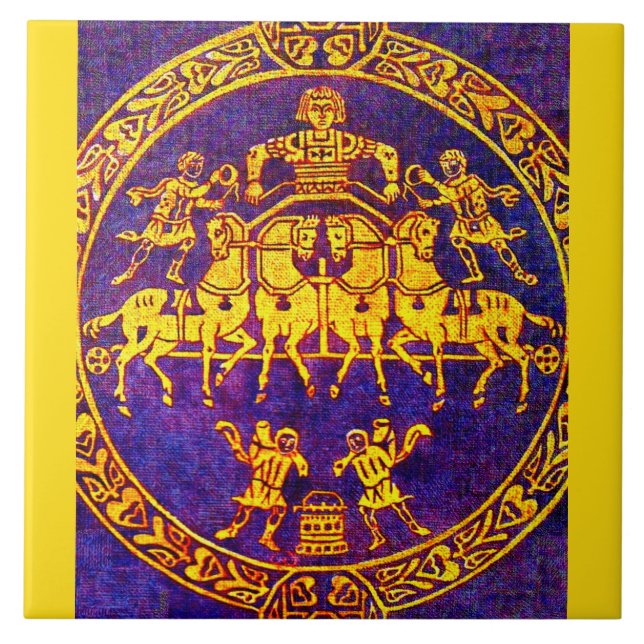 12th century mediaeval horseman and soldiers tile (Front)