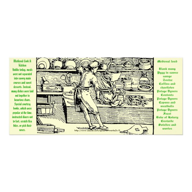 "12th century  Mediaeval Kitchen and Cook-Rack Car Rack Card (Front)