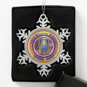 12th Combat Aviation Brigade Snowflake Pewter Christmas Ornament