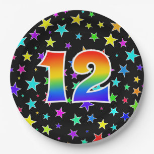 12th Event: Bold, Fun, Colorful Rainbow 12 Paper Plate