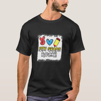 12Th Grade Rock Back To School Peace Heart Teacher T-Shirt