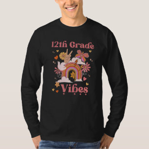 12th Grade Vibes School Groovy Retro Boho Rainbow  T-Shirt