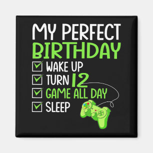 12th Perfect Birthday Boys Gaming 12 Years Old Gif Magnet
