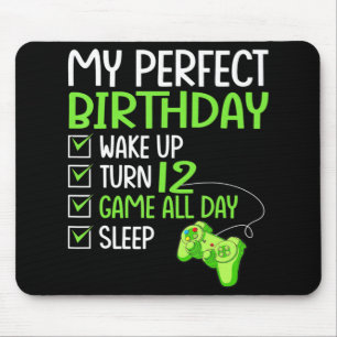 12th Perfect Birthday Boys Gaming 12 Years Old Gif Mouse Mat