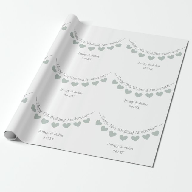 12th silk wedding anniversary gift wrapping paper (Unrolled)
