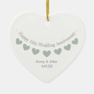 12th Silk Wedding Anniversary husband & wife gift Ceramic Tree Decoration