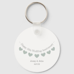 12th Silk Wedding Anniversary husband & wife gift  Key Ring