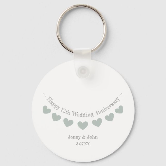 12th Silk Wedding Anniversary husband & wife gift  Key Ring (Front)