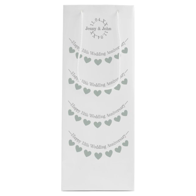 12th silk wedding anniversary wine gift bag (Front)