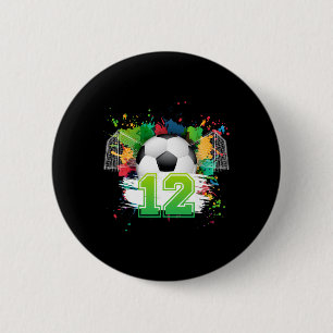 12th Soccer Birthday Party 12 Year Old Soccer Play 6 Cm Round Badge