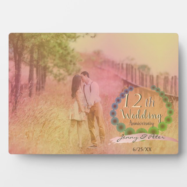 12th Wedding Anniversary Custom Photo Horizontal P Plaque (Front)