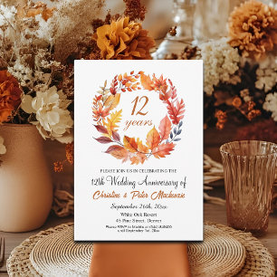 12th Wedding Anniversary Fall Floral Garland Invitation