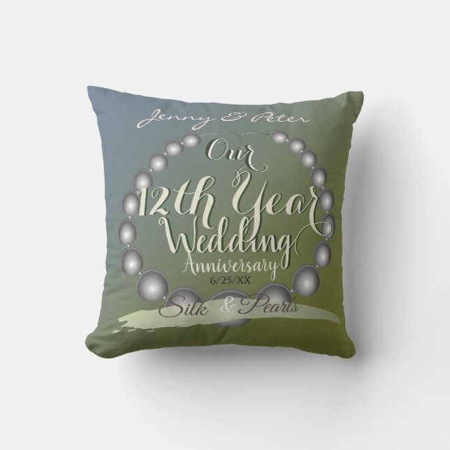 12th Wedding Anniversary Pearls Cushion (Front)