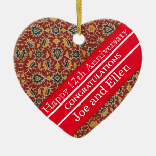 12th Wedding Anniversary, Silk Anniversary Ceramic Tree Decoration