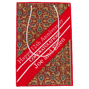 12th Wedding Anniversary, Silk Anniversary Medium Gift Bag