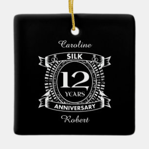 12TH wedding anniversary silk Ceramic Ornament