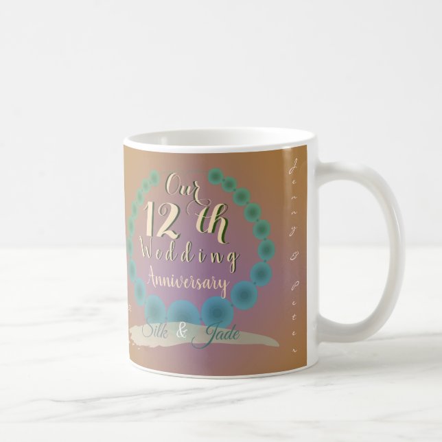 12th Wedding Anniversary Silk & Jade Coffee Mug (Right)