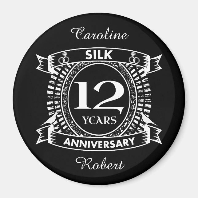 12TH wedding anniversary silk Magnet (Front)