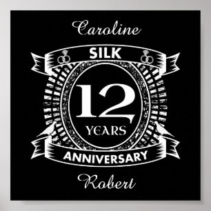 12TH wedding anniversary silk Poster