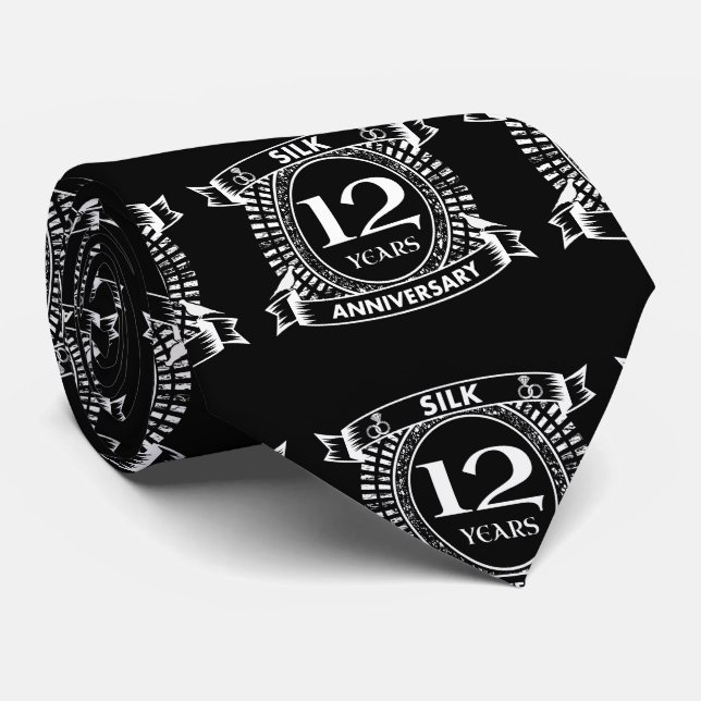 12TH wedding anniversary silk Tie (Rolled)