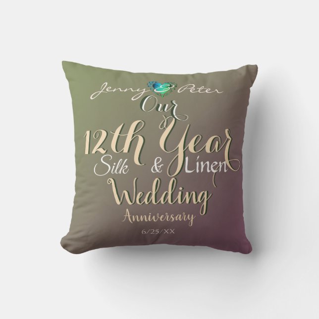 12th Year Wedding Anniversary Jade Cushion (Front)