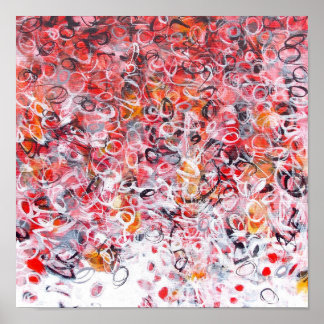 12x12 Abstract Red Black White Modern Art Print