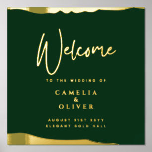 12x12 FOIL GREEN Gold Elegant Wedding Welcome Sign