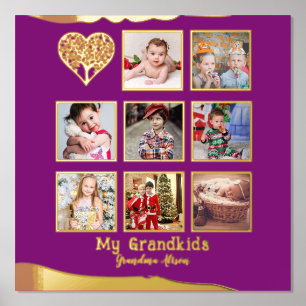 12x12 Photo Collage REAL GOLD FOIL Magenta Pink Foil Prints