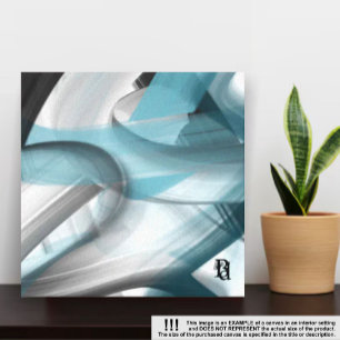 12x12" Trend Abstract Art Canvas Black White Blue Print